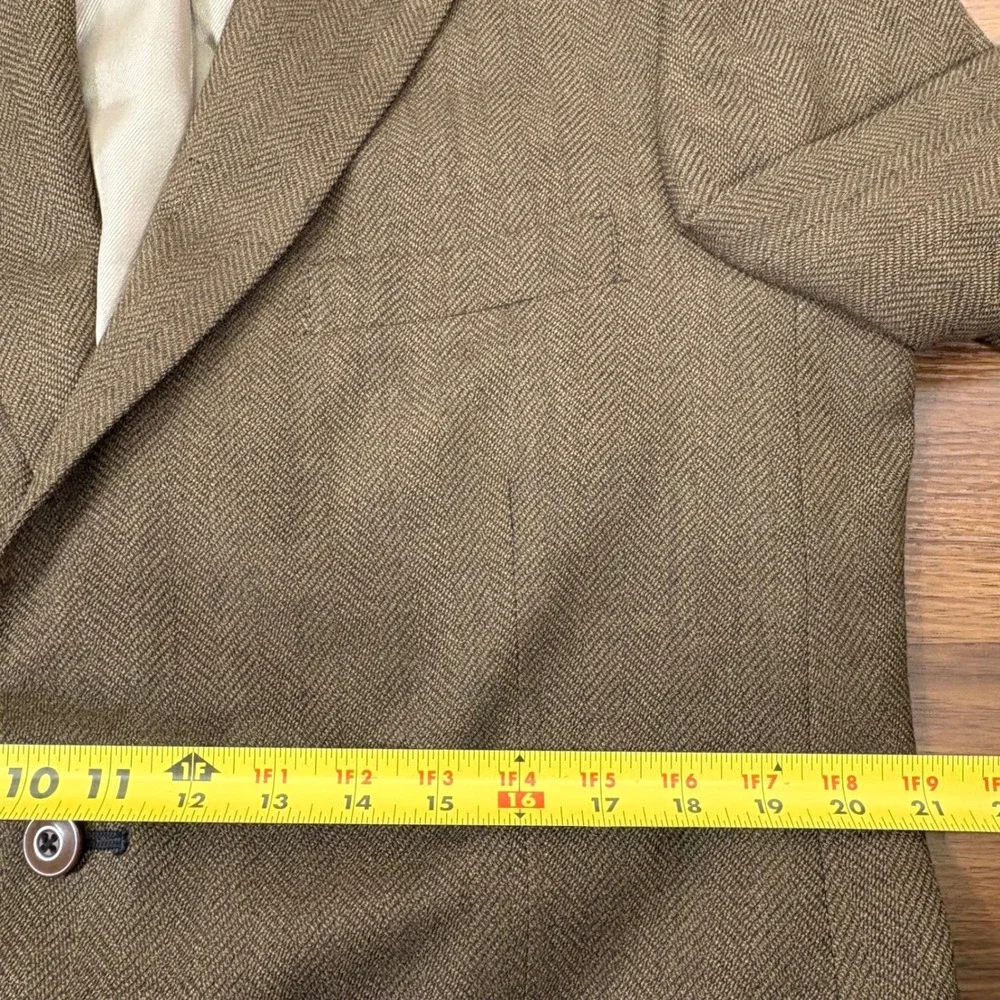 Ross & Cromarty Tailors Row Blazer 42L Brown Worsted Wool Herringbone Jacket‎